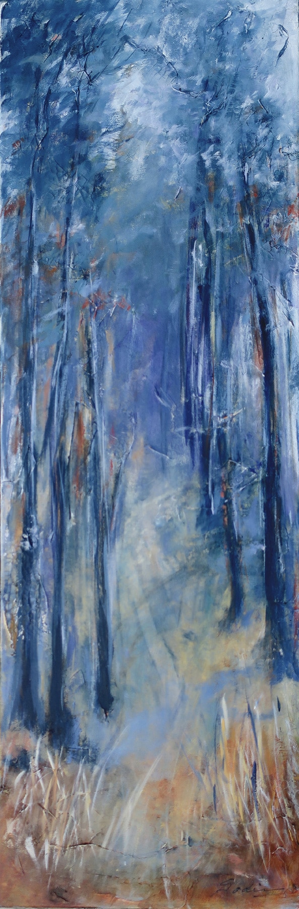 Peinture abstraite dans les teintes de bleu