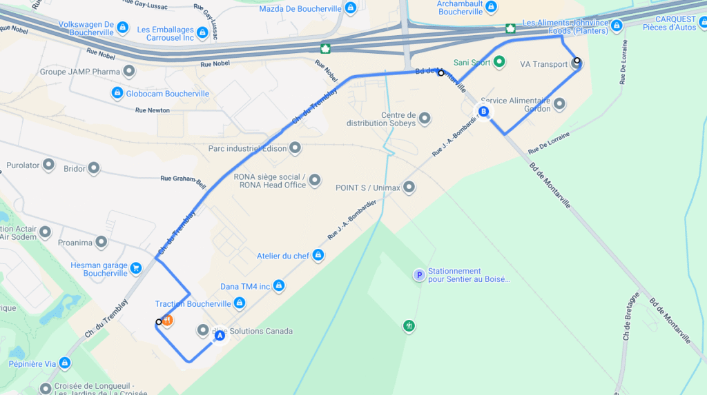 Carte indiquant le chemin de détour 
