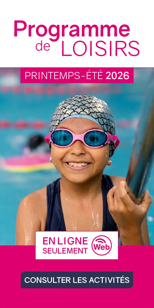 Promo générique du programme de loisirs - on y voit une jeune fille avec des lunettes de piscine