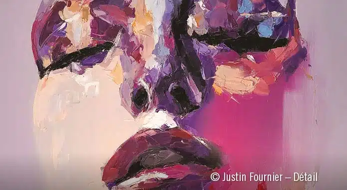 Image d'une toile où l'on voit une femme les yeux fermés
